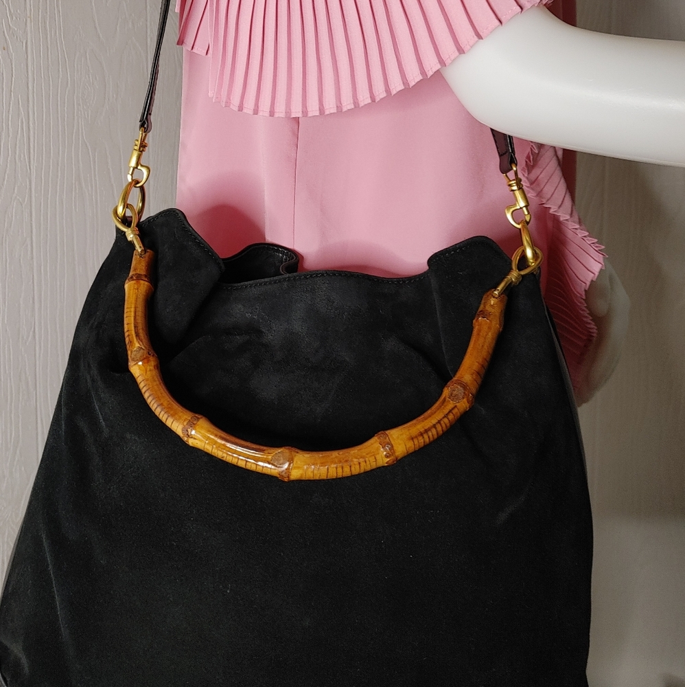 Authentic Gucci Bamboo Suede Bag